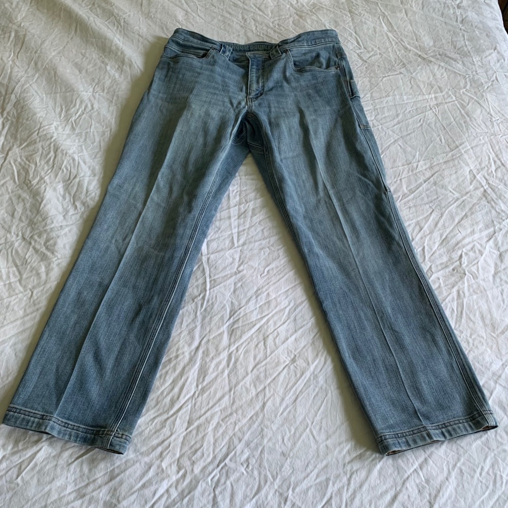 Duluth 34x30 Ballroom Double Flex Jeans Light Blue Standard Fit Utility Workwear